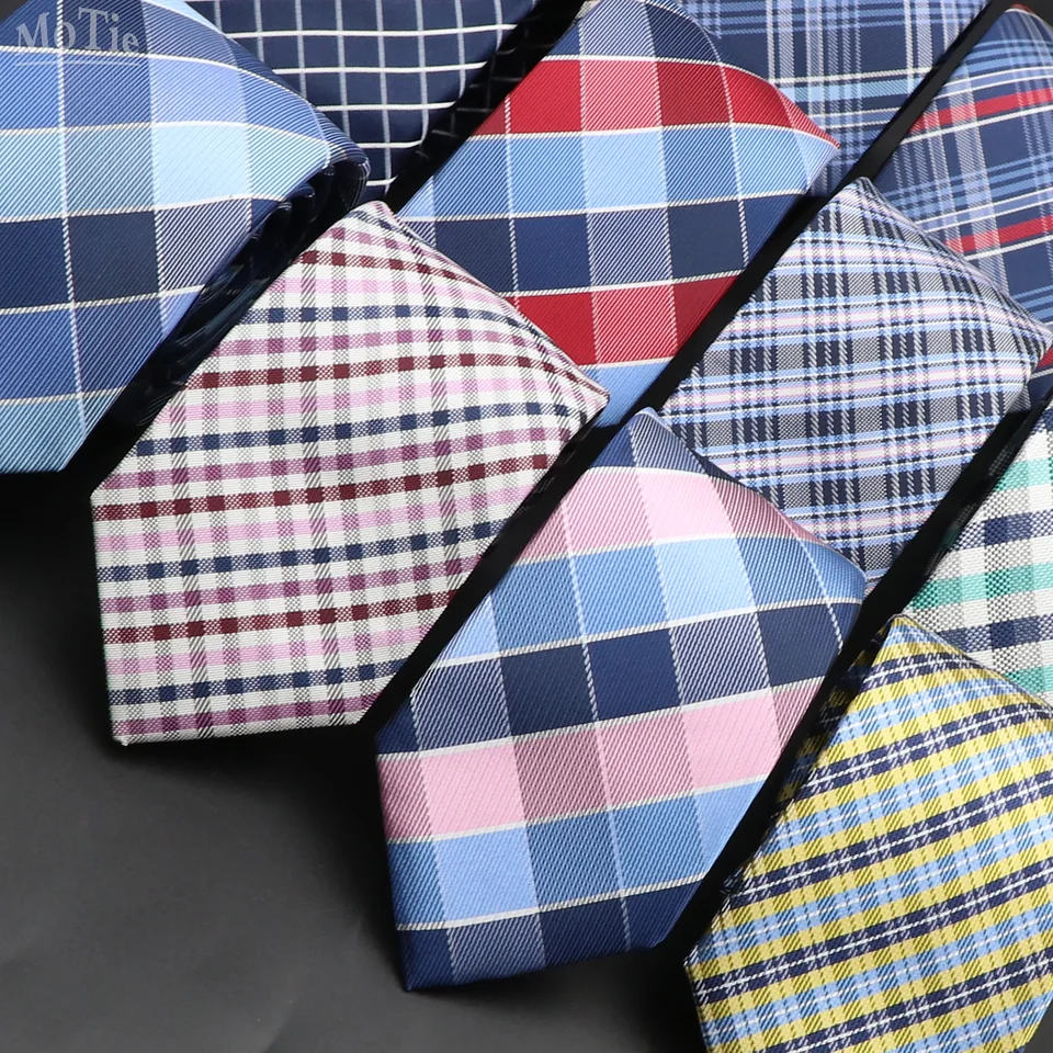 Nový Jacquard Woven Neck Tet For Men Classic Plaid Tries Polyester Know Svadobná obchodná večierok Formálne kravaty na krk kravaty doplnky
