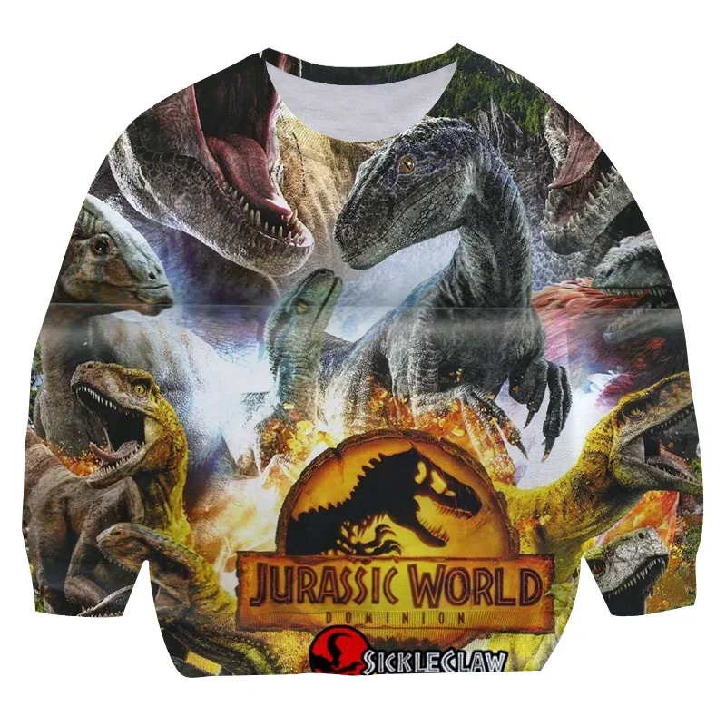 Nový Jurassic World O-Collar Hoodie Boys and Girls Hoodie oblečenie pád/zimná mikina s dlhým rukávom Dinosaur Hoodie
