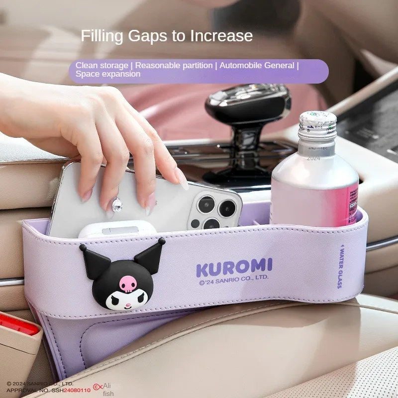 Nový kawaii Sanrio Kuromi Autosed Seat Organizátor Anime Cartoon Organizátor sedadlá sedadlo vreckových automobilov