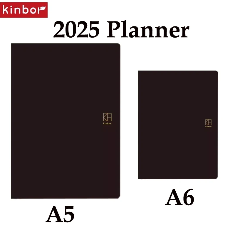 Nový Kinbor 2025 Ročne A6 Planner Notebook A5 Veľkosť Journal Calendar Dve strany za týždeň