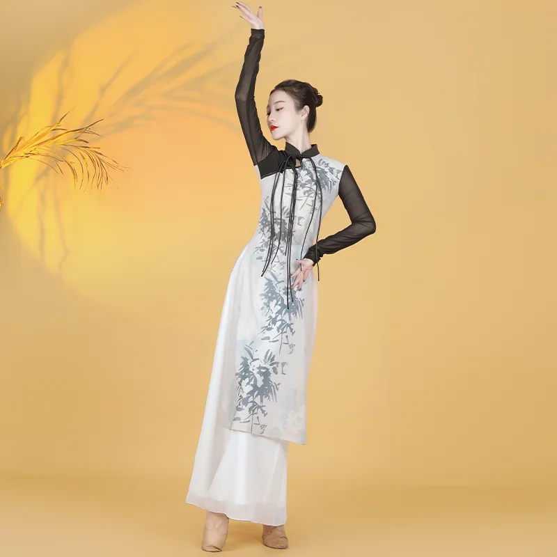 Nový klasický tanec Cheongsam čínsky tanečný oblek ženský praktický oblek Dance Performance Suit