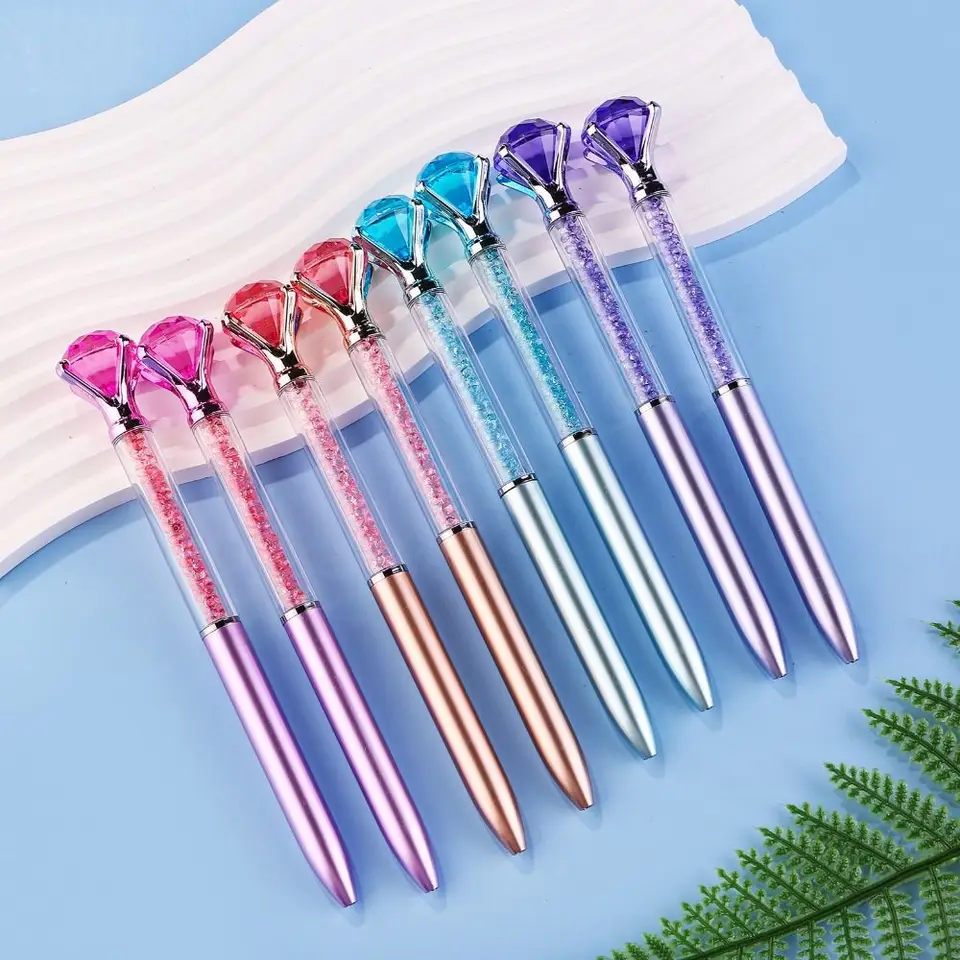 Nový kreatívny kov Big Diamond Crystal Pen Metal Ballpoint Pen Diamond Pen Študent Darčeky Kancelária Materiál Darčeky
