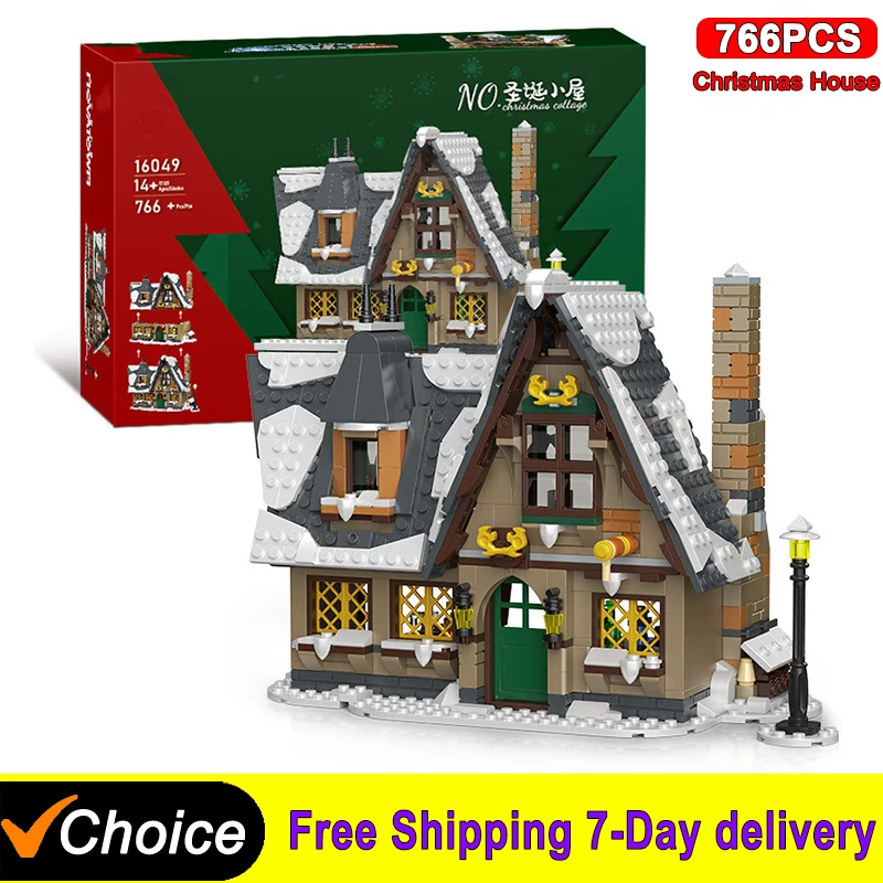 Nový kreatívny model vianočného umenia model Santa Claus Village Decoration Building Blocks Detské zhromaždenie hračky vianočné darčeky