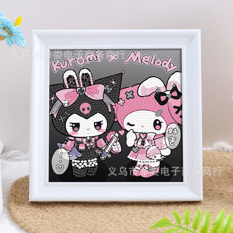 Nový krištáľový rám Sanrio 5D DIY Diamond Painting Cute Kuromi Detské ručné diamantové nálepky Kawaii Melody narodeniny darček