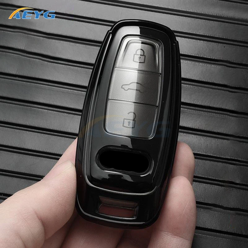 Nový krycí puzdro TPU CAR KLYT PRE AUDI A3 A4 B9 A6 A7 4K A8 E-TRON Q5 Q8 C8 D5 SQ8 Chránené príslušenstvo s keychainom FOB FOB