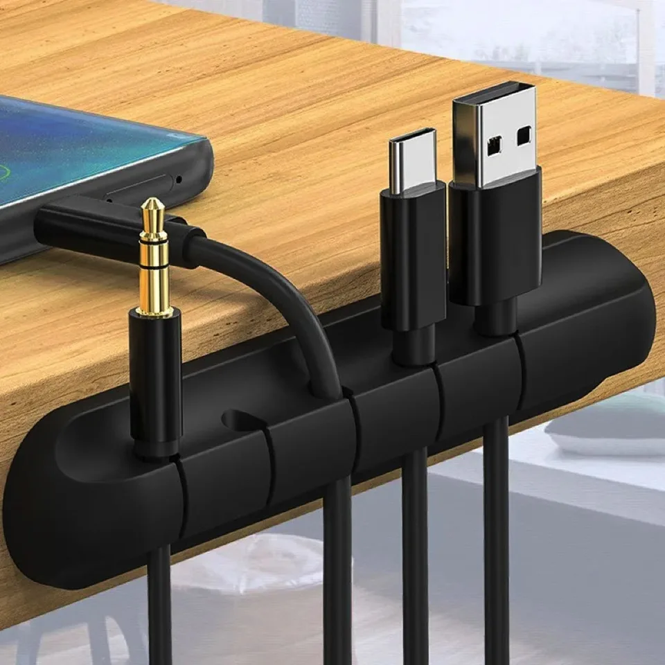 Nový kábel organizátor riadenia drôtu Flexibilný USB káblové navíjače Pada silikónových sponiek pre chránič slúchadiel pre slúchadlá myši