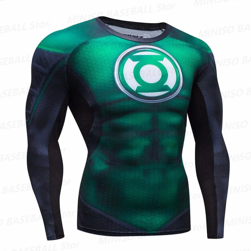 Nový letný chlapec Marvel Comics Superhrdina Green Lantern s dlhým rukávom Top Hal Jordan 3D tlačené dieťa/dospelý neformálny módny módny dlhý rukáv