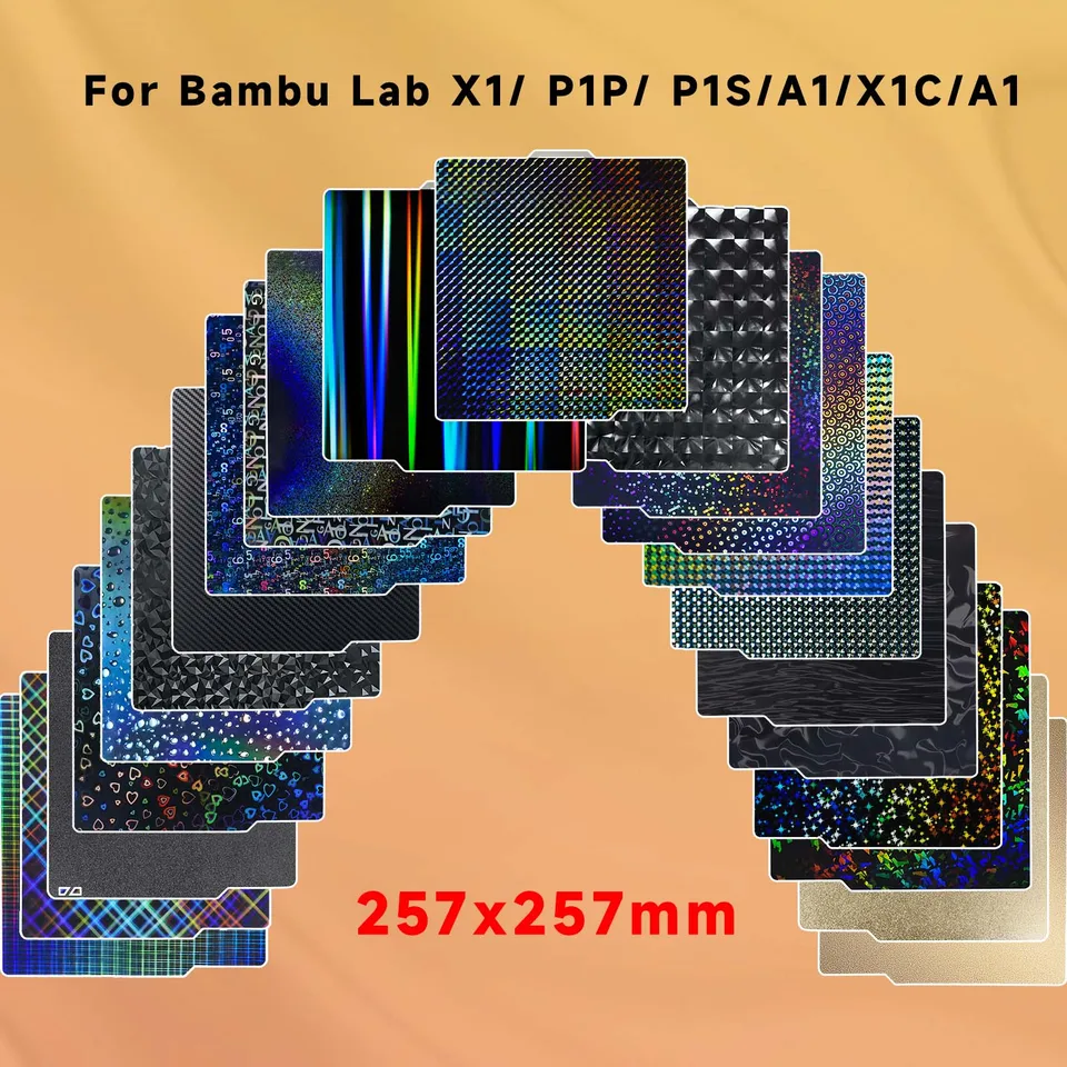 Nový list Pei 257x257 Bambu Lab X1C P1P X1 Upgrate H1H Build Plate PEO PEO PET PET Spring oceľový list bambulab A1 X1C P1S lôžko