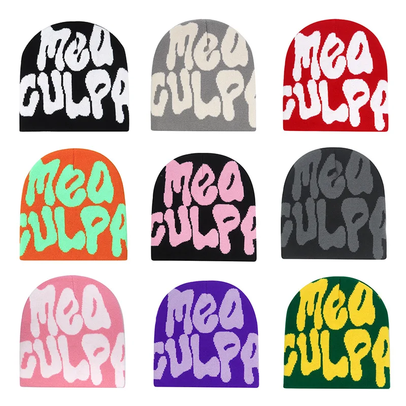 Nový list tlač y2k dizajn pletená čiapka Zimné hredy čiapky klobúky nákladný čiapka Men ženy hip hop kanye femater outdoor gorras hombre