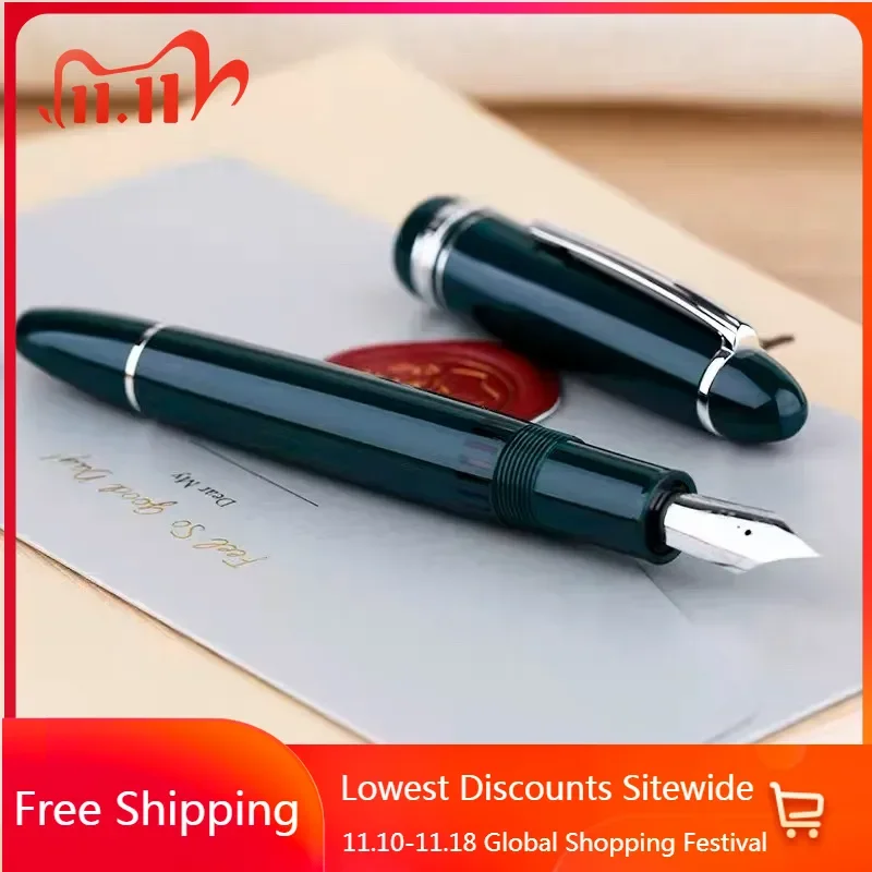 Nový Majohn P136 Živita mosadz Piest Fountain Fountain EF/F/M 0,38 0,5 0,7 mm hrot písanie atramentu MB Pen Luxusné modré colos kancelárske kancelárske potreby