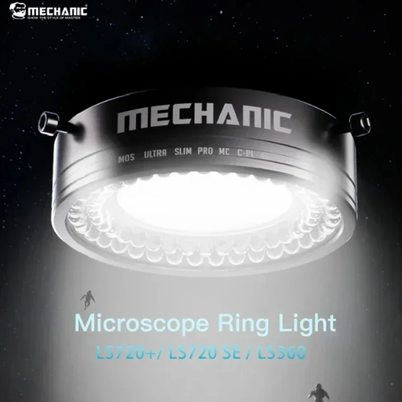 Nový mechanik LS720 mikroskopový kruhový kruhový polarizovaný kruhový lampa Eliminuje odraz na spájkovanie Stereo mikroskopy
