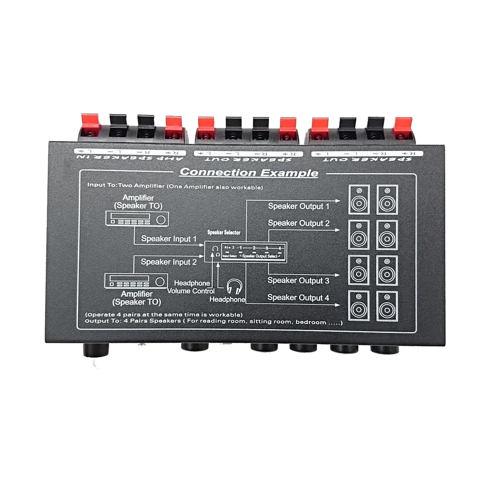 Nový mini 2-v-4-out stereofónny audio selektor zosilňovača spínača Splitter Splitter SP-24B SP-24 SP-220 Pôvodný vysokokvalitný