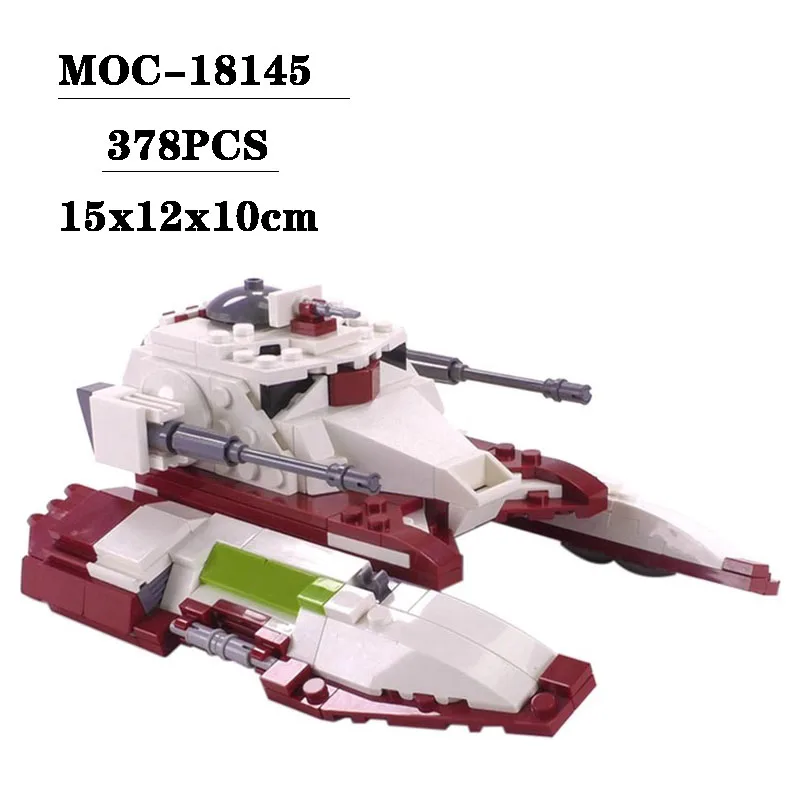 Nový MOC-18145 Malé častice blok Cool Battle Tank Puzzle Model Model 378ks