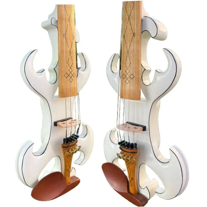 Nový model Crazy-4 v plnej veľkosti Elektrické husle Originálny dizajn 5 String Husle White