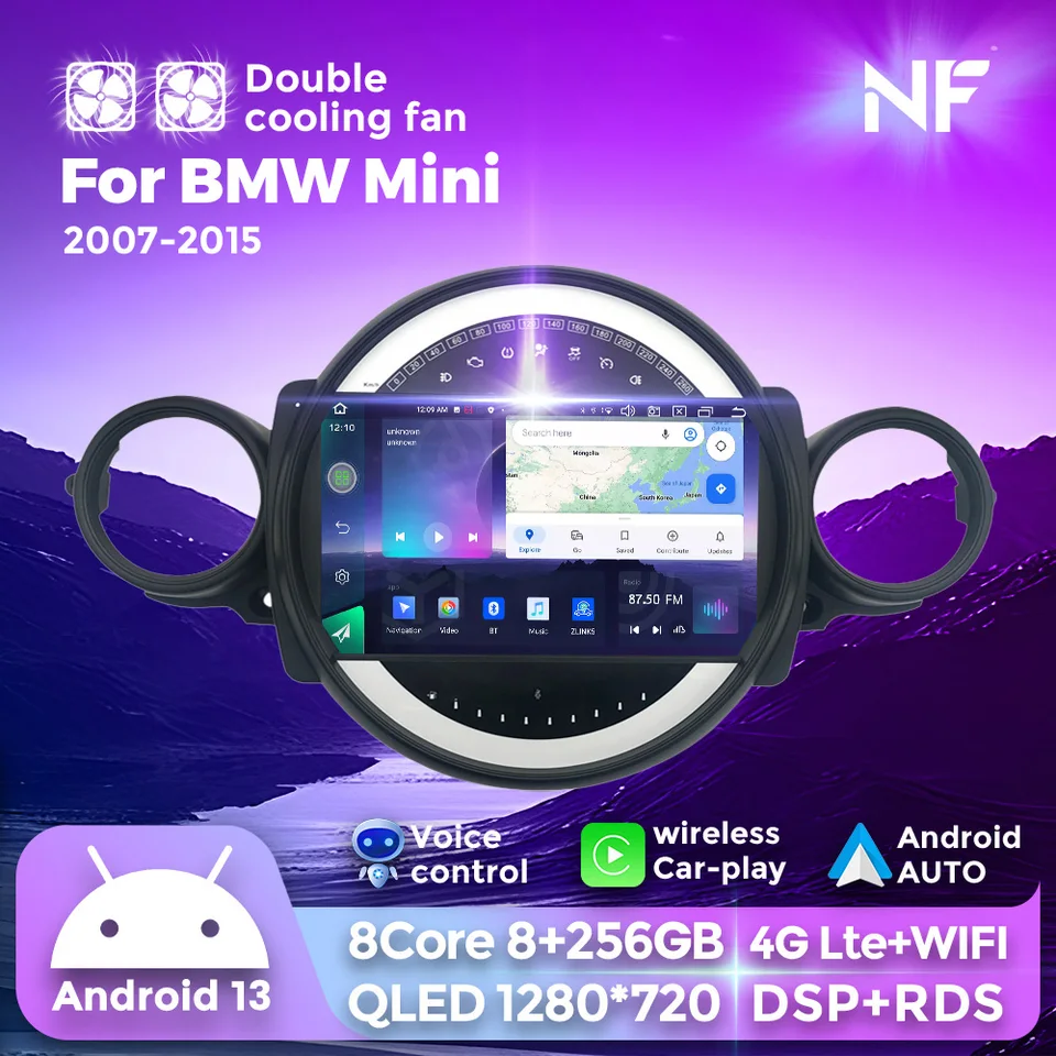 Nový multimediálny rozhlasový hráč Android 13 pre BMW Mini Cooper R56 R60 2007-2015 Android Auto Auto Wireless Apple CarPlay 4G+WiFi GPS