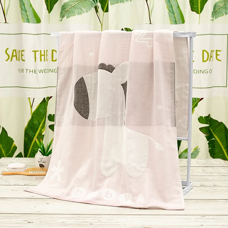 Nový mäkký uterák s vyšívanými písmenami pevná farba bábka Kôň uterák čistá bavlnená gáza dospelá absorbent Absorpent uterák triedy A