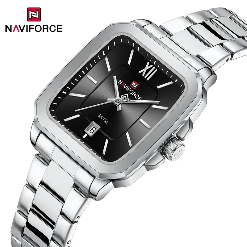 Nový módny módny pár hodiniek 3ATM 3ATM Vodotesný Quartz Calendar Lover's Wristwatch z nehrdzavejúcej ocele mužské hodiny