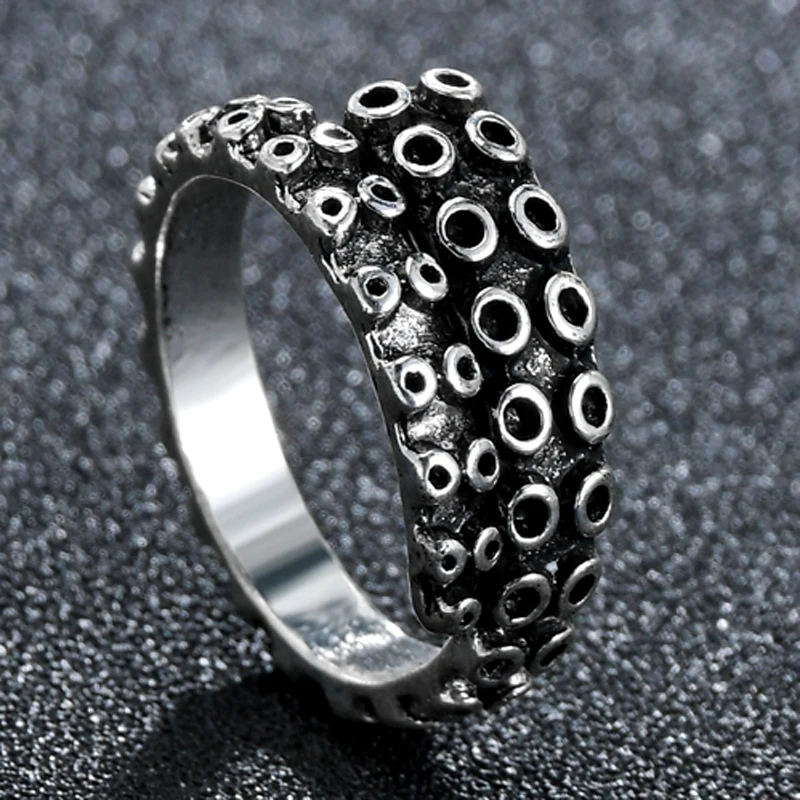 Nový módny vintage gotická strieborná farebná mora chobotnica chobotnica nastaviteľná muži Cool rock Open Rings for Party Jewelry Gift