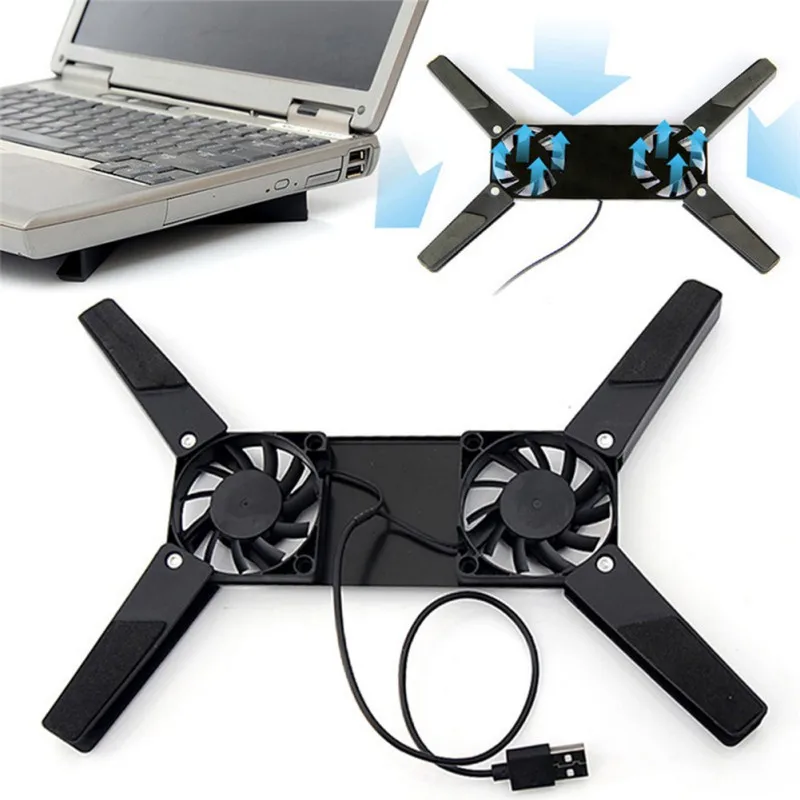 Nový notebook chladiace podložky prenosný prenosný počítač USB Power Cooling Pad Držiak 2 ventilátory pre notebook Universal 7 15 