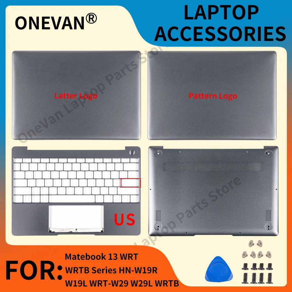 Nový obal pre Huawei Matebook 13 WRT WRTB Series HN-W19R W19L WRT-W29 W29L WRTB LED zadný kryt Palmrest Palmrest Bottom Case Grey