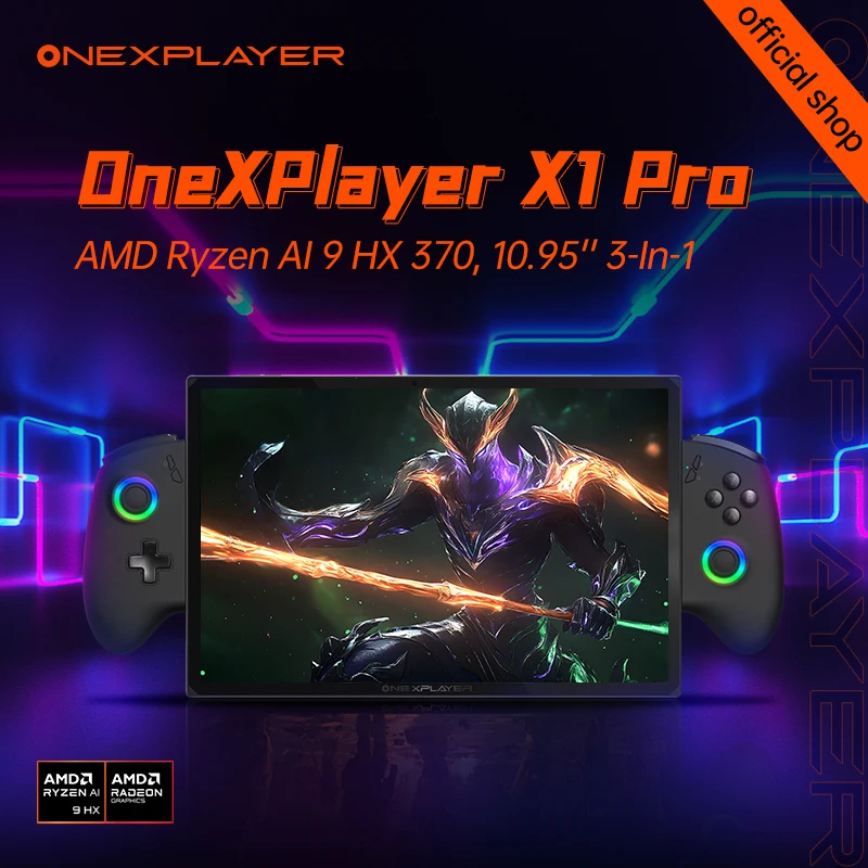 Nový OnexPlayer X1 Pro Onexconsole 10,95 palca AMD Ryzen ™ AI 9 HX 370 QCULINK NAHLADE NUBOL