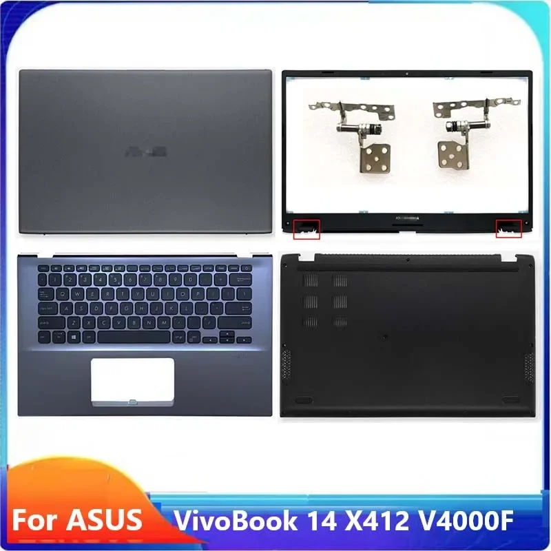 Nový /org pre ASUS VivOBook 14 X412 V4000F LCD zadný kryt /LCD rám /Závesný set /Palmrest US Horný kryt /spodný puzdro, šedá šedá