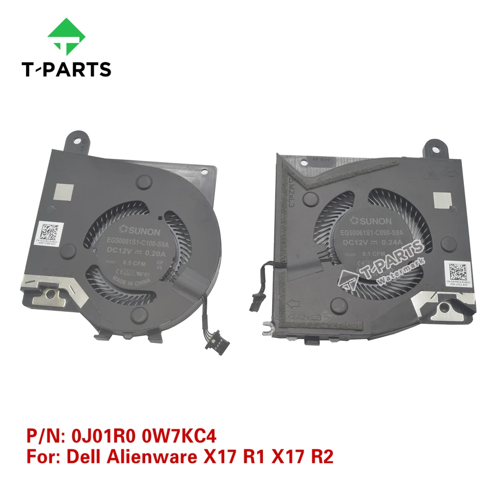 Nový originál 0J01R0 0W7KC4 Black for Dell Alienware X17 R1 X17 R2 CPU COPU VENTILUS