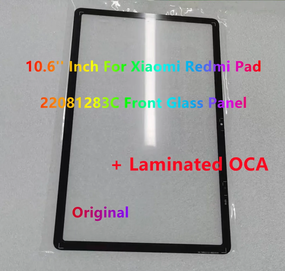 Nový originál 10.6''inch pre Xiaomi Redmi Pad 10.6 22081283C Tablet Tablet Tablet Tablet predný vonkajší LCD sklenený objektív s testovaným OCA