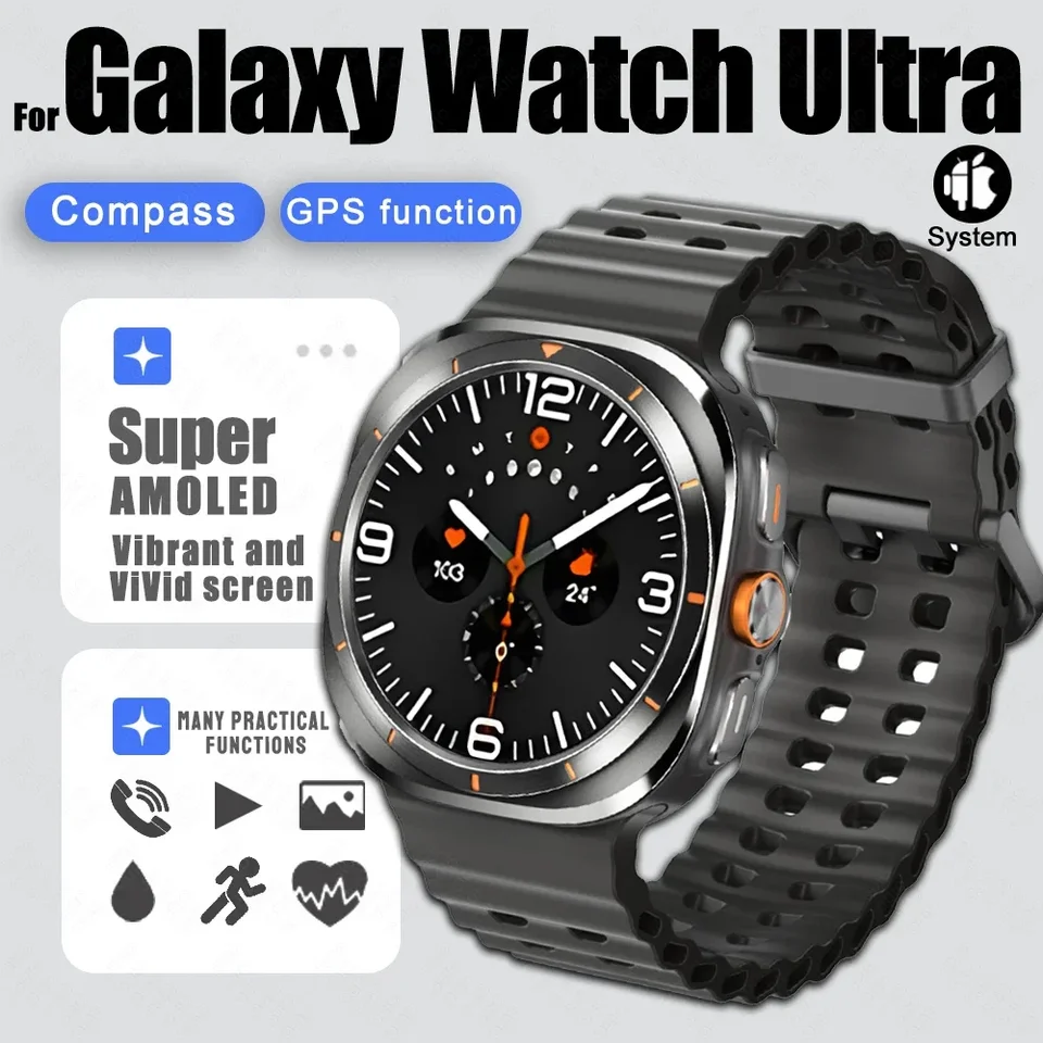 Nový originál pre Samsung Galaxy Watch 7 Ultra Men GPS Track AMOLED SCRESE VŽDY Zobrazuje vodotesnú srdcovú frekvenciu Smart Watch 2025