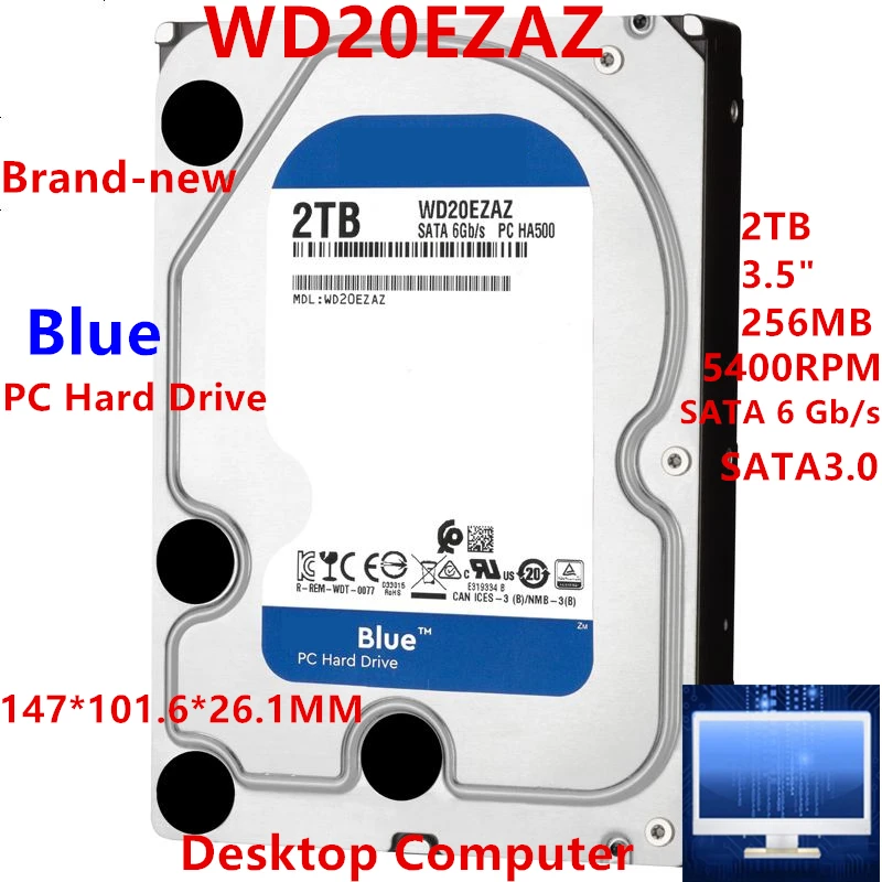 Nový originálny HDD pre WD Blue 2TB 3,5 
