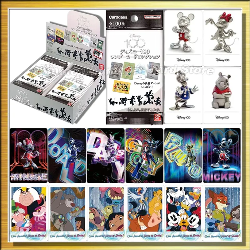 Nový originálny japonský Bandai Disney 100 Trading Card Anime Flash Card Collection Table Toy pre deti darček