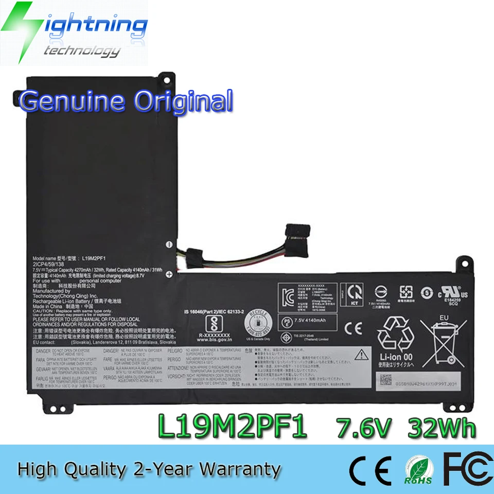 Nový originálny originálny L19L2PF1 7.6V 32WH laptop batéria pre Lenovo IdeaPad 1-11igl05 1-14igl05 L19C2PF1 L19M2PF1 5B10W42963