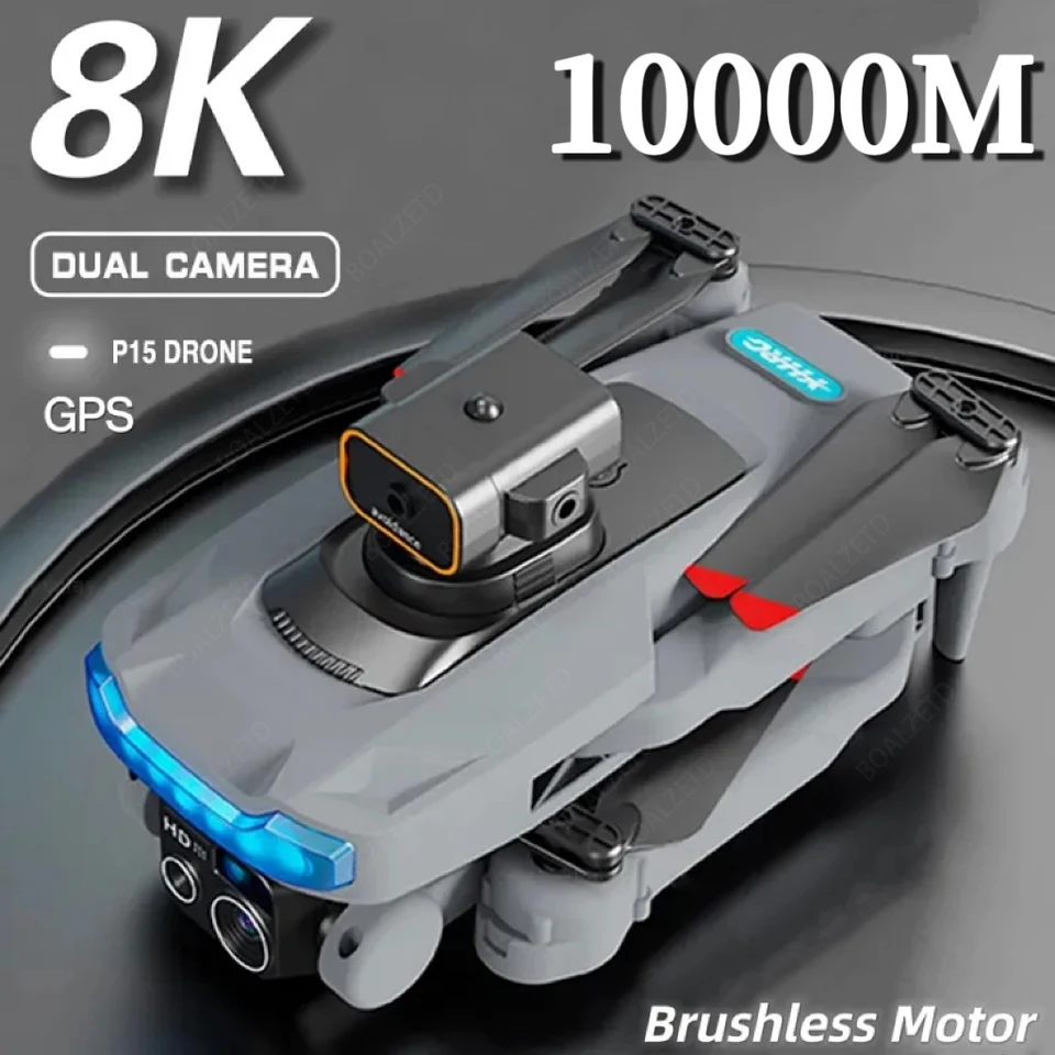 Nový P15 Dron Professional 8K GPS duálny fotoaparát 5G Prekážka vyhýbania sa optickým tokom Poďakovanie Brushless bez vylepšenia RC 10000M