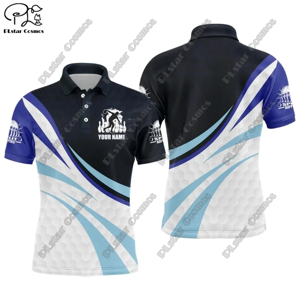 Nový personalizovaný bowlingový tím tričko s 3D tlačou bowlingový vzor polo tričko Tričko Unisex Gift Casual Tím Sports Series x-24