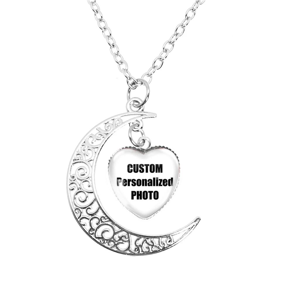 Nový personalizovaný vlastný prívesok Mesiac broskyňová broskyňa náhrdelník Glass Pendants