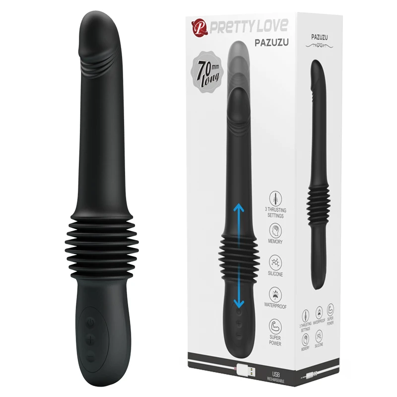 Nový plne automatický 70 mm dlhý teleskopický ťah dildo vibrátor Realistický kohút g Spot Masturbator Deep Anal Sex Hračky pre ženy