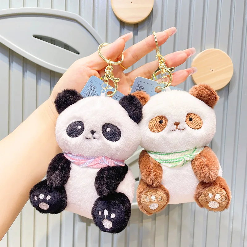 Nový plyšový panda auta keychain Doll Schoolback Ornament Cute Keychain priateľka malý darček