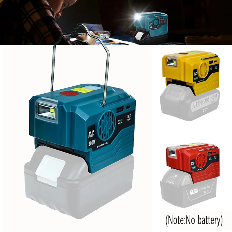 Nový prenosný invertor prenosného energie 120-220V Outdoor Mobile Littium Battery Inverter pre batériu Makita/ Dewalt/ 18V 20V