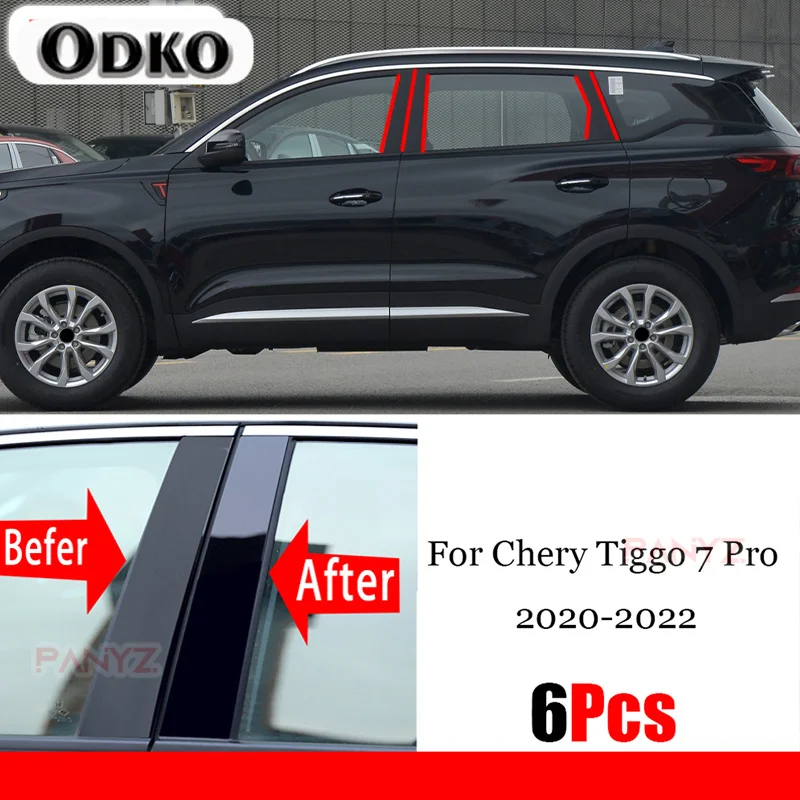 Nový príchod 6ks auta Čierne zrkadlo stredný stĺpec PC okenné okno BC Struka Struka pre Chery Tiggo 7 Pro 2020 2021 2022