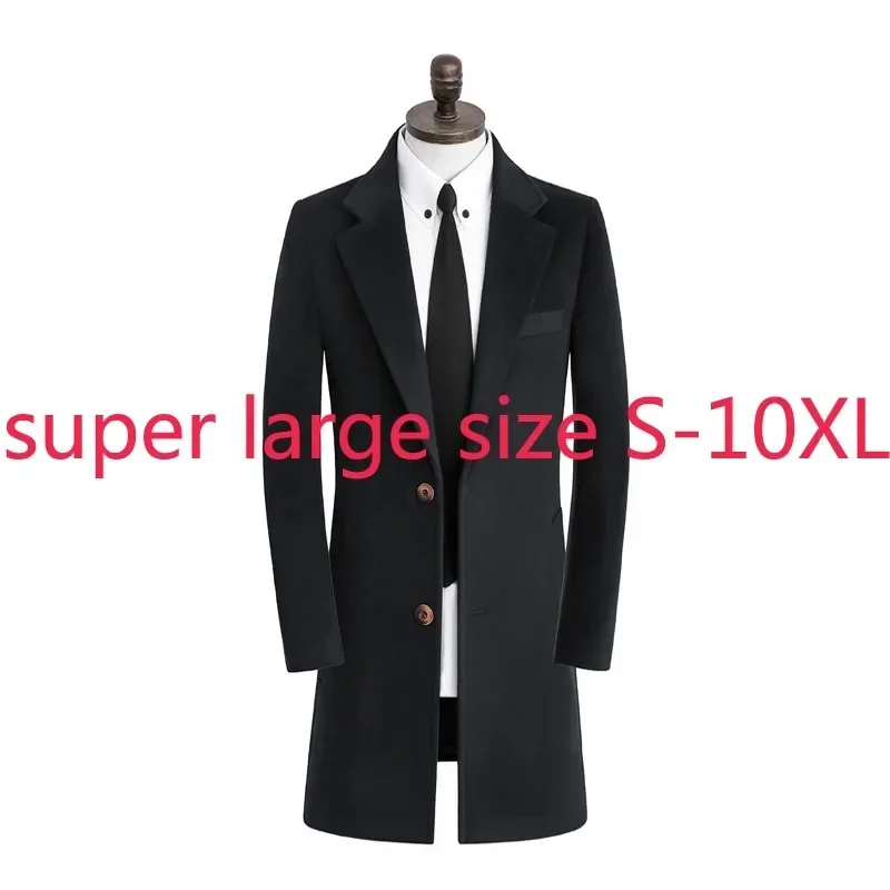 Nový príchod jesenná zimná zimná dvojitá tvár Cashmere vlnený kabát Muži dlhé super veľké príležitostné breasted hrubé plus veľkosť S-9XL10XL