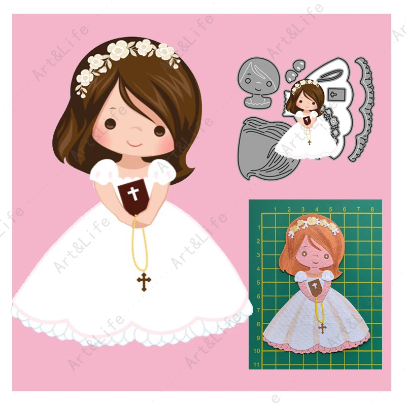 Nový príchod Krásne roztomilé dievča kovové rezanie zomiera krása šablón na výrobu scrapbooking Album papierové karty Embossing die cut