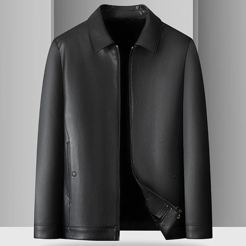 Nový príchod módny Suepr veľký zimný obchodný obchodný ležať Fleece Pánska kožená bunda plus veľkosť l xxl 3xl 4xl 5xl 6xl 7xl