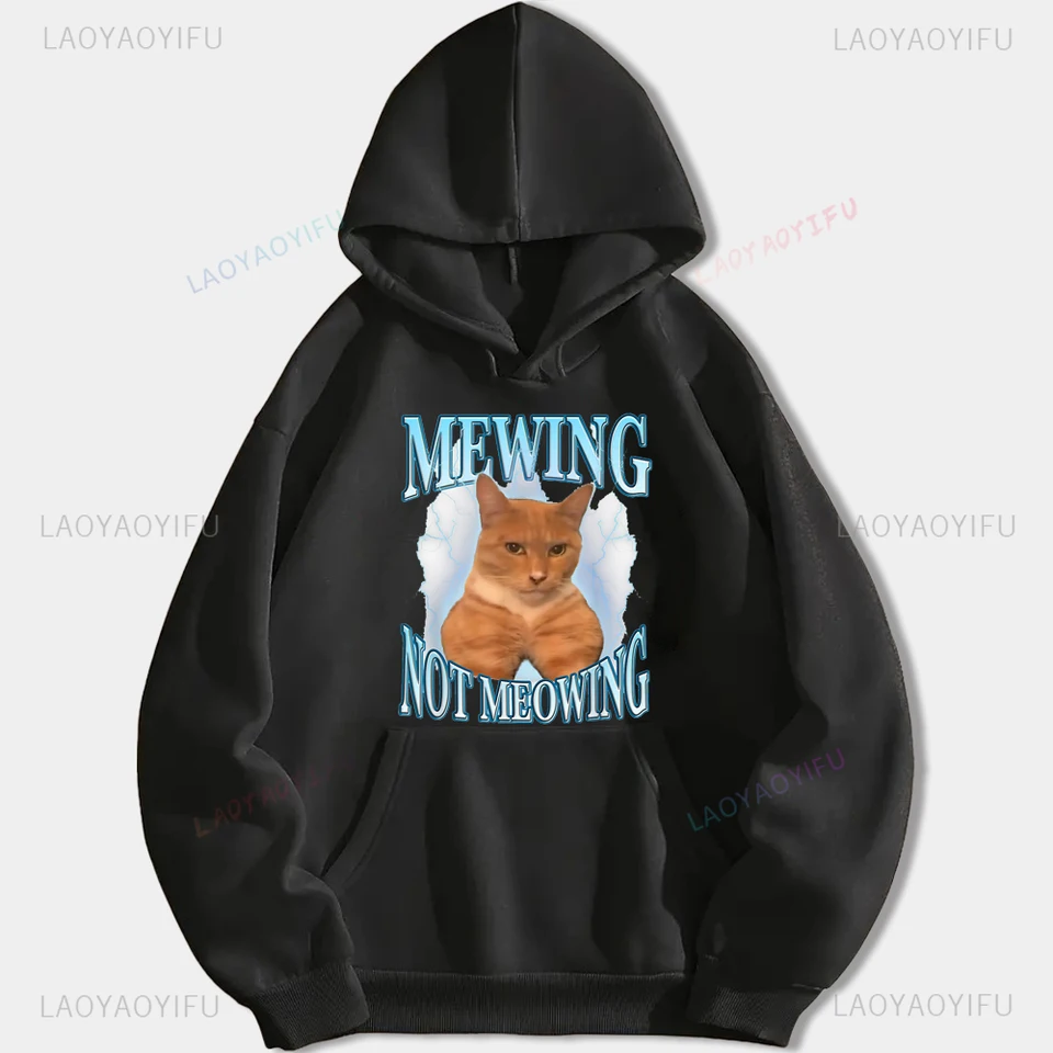Nový príchod roztomilé mačky mewing nie meowing tlačené pulVery módne neformálne streetwear hip-hop hipster zimné predajné mikiny