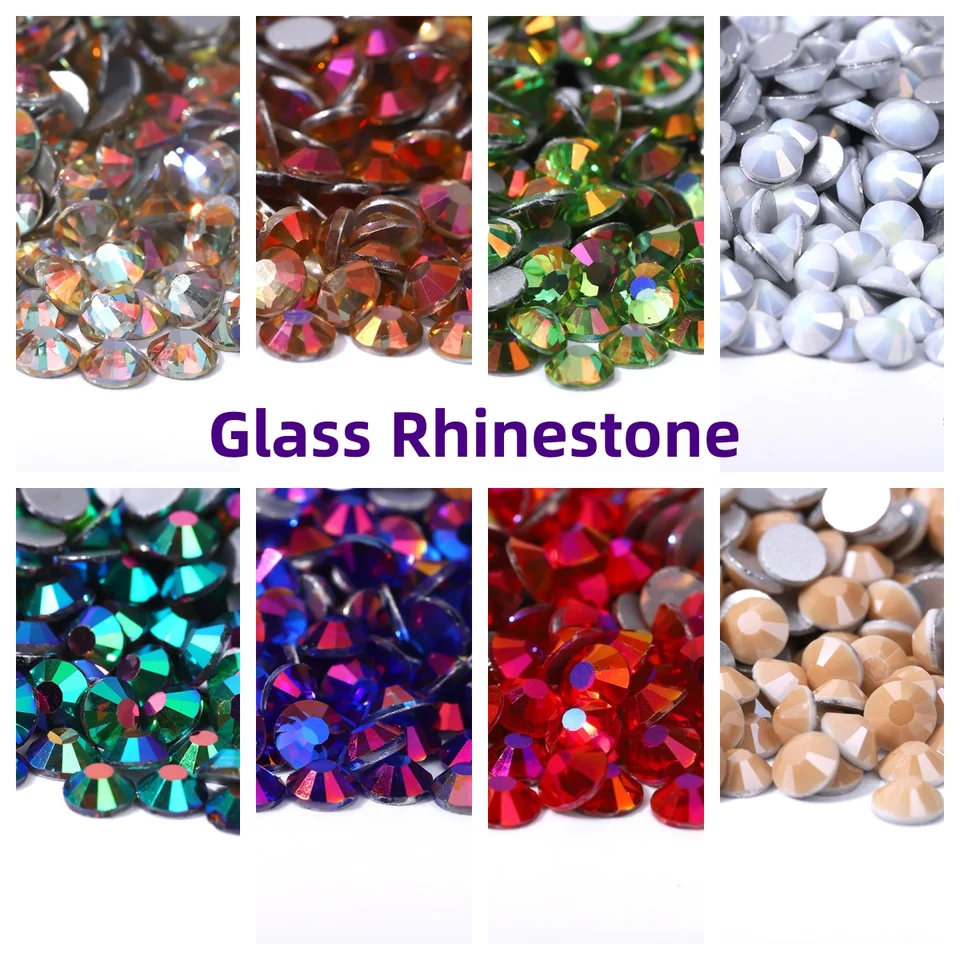 Nový príchod strieborná základňa Flatback Crystals Non Hot Fix kamienok SS6-SS20 Glass Glass Art Art Rinestones pre DIY DEY dekorácie