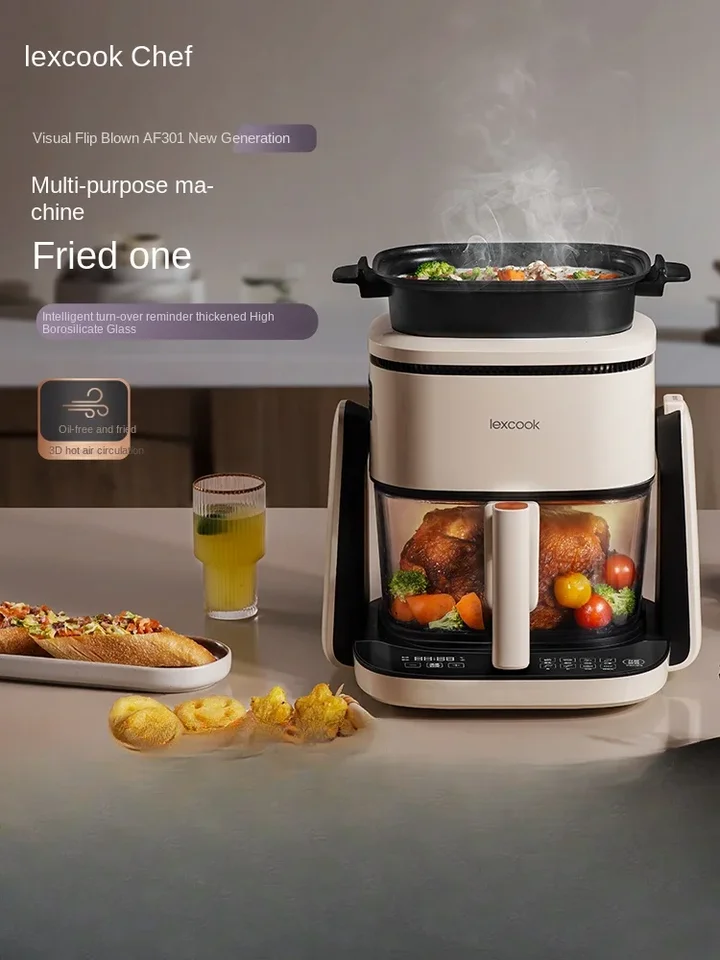 Nový príchod viditeľné vzduchové fritéza Flip domácnosť Multifunkčné nízko oleja Fringové varenie Elektrické fritéza od Lai Xiaochu