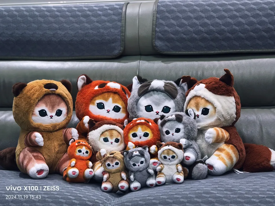 Nový príchod Youyou Pôvodný Mofusand Long Tail Series plyšová hračka 30 cm plne plnená veľká mačka mäkká a rozkošná roztomilá žralok Cat Doll Doll