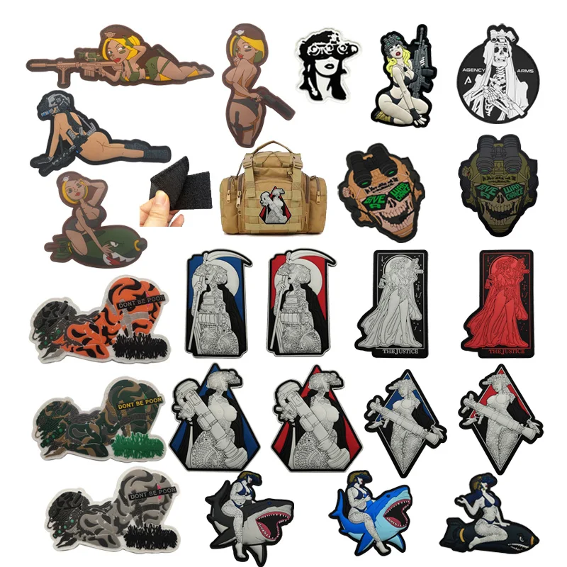 Nový PVC Glow-in-the Dark Badge Night Vision Female Soldier Sediaci škrupina Tactical Rocket Arame Batchins Batoh Patch
