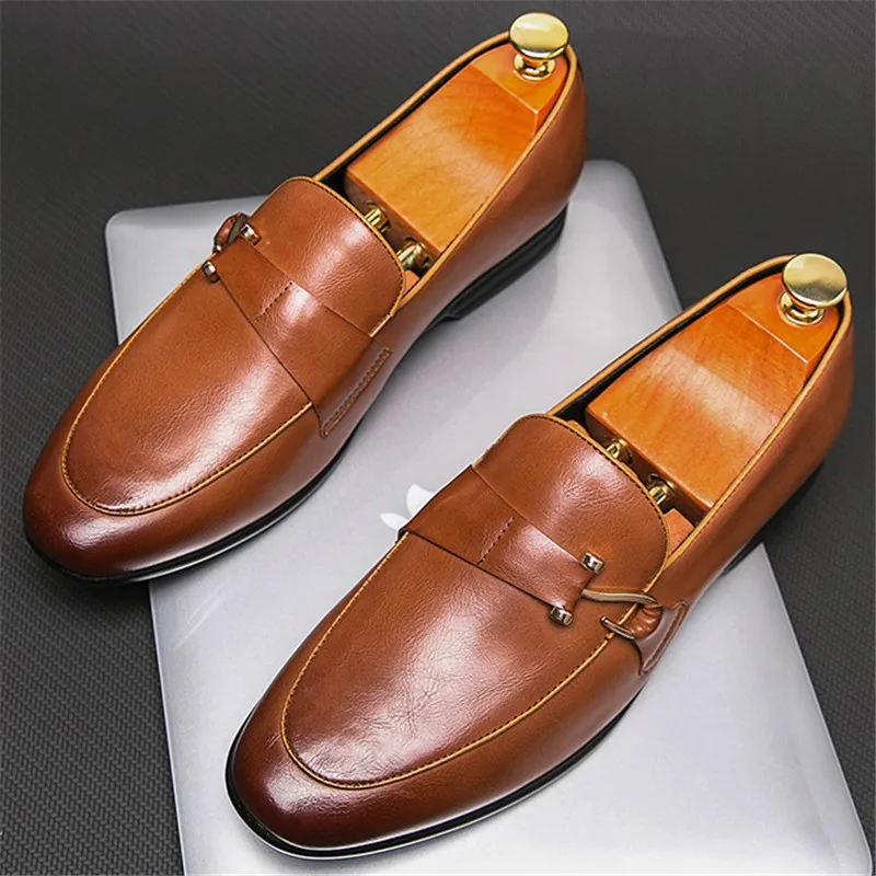 Nový pán čierny hnedý šmykľavka na kožené topánky pre mužov mních Pipes Svadobné šaty Prom Formálna obuv Zapatos hombre