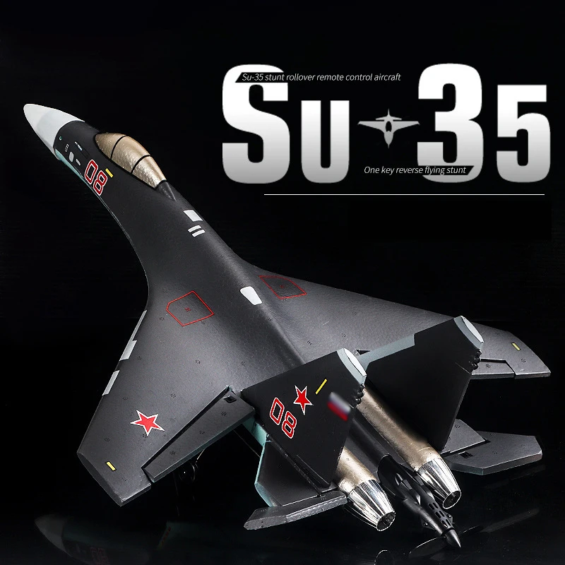 Nový QF009 Štyri kanál SU-35 Diaľkové ovládanie lietadiel proti vetru Samo vyváženie Invertovaný let