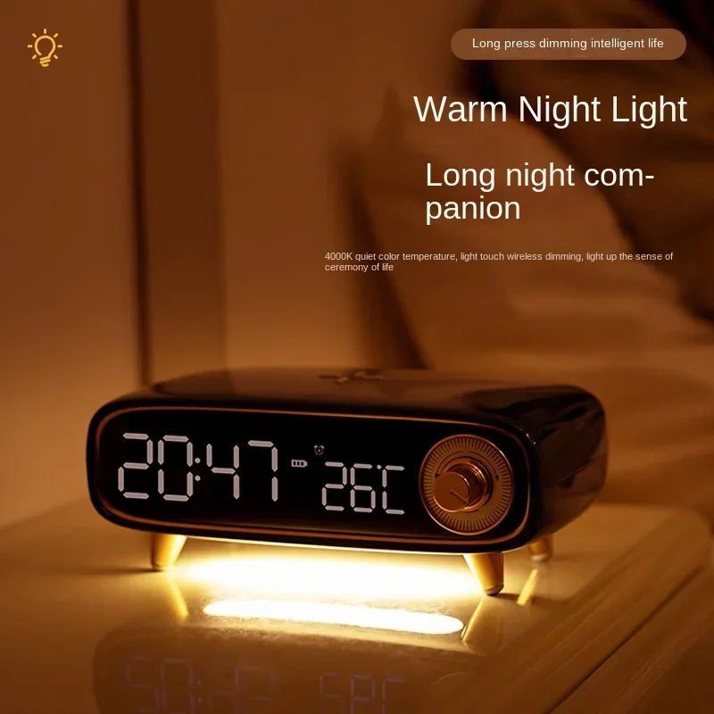Nový reproduktor Bluetooth Digital Advokát bezdrôtovej nabíjačky Mini nočné svetlo nové multifunkčné retro retro malé stereofónne pracovné hodiny